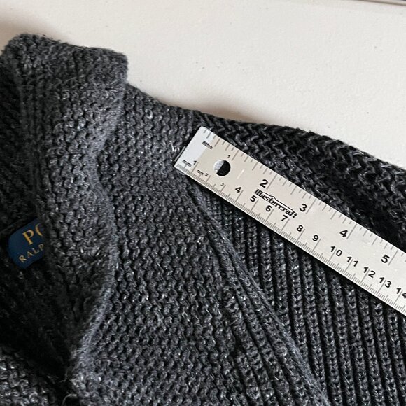 Polo Ralph Lauren Shawl Collar Knit Cardigan Sweater - Men's Size M - Black Gray - Picture 8 of 10